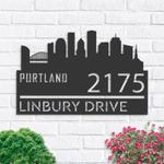 personalized portland city skyline metal address sign house number plaque realtor closing gift custom metal sign 0