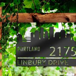 personalized portland city skyline metal address sign house number plaque realtor closing gift custom metal sign 2
