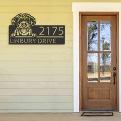personalized portuguese water dog cute puppy address sign house number plaque custom metal sign 2