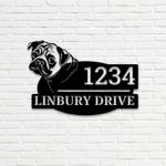 personalized pug address sign pug cute puppy house number plaque custom metal sign 0