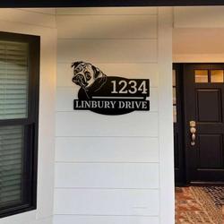 personalized pug address sign pug cute puppy house number plaque custom metal sign 1