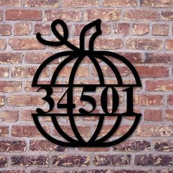 personalized pumpkin patch farmhouse address sign halloween house number plaque custom metal sign 1