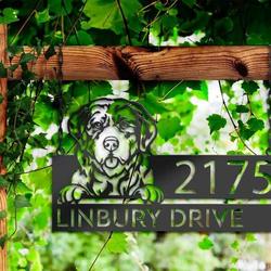 personalized pyrenean mountain dog cute puppy address sign house number plaque custom metal sign 1