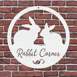 personalized rabbit corner metal art garden decor 1