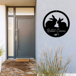 personalized rabbit corner metal art garden decor 2