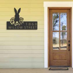 personalized rabbit easter egg bunny address sign house number plaque custom metal sign 2
