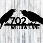 personalized raven crow address sign raven lover house number plaque custom metal sign 0