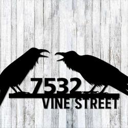 personalized raven crow address sign raven lover house number plaque custom metal sign 1