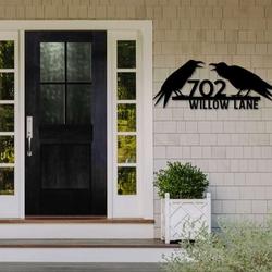 personalized raven crow address sign raven lover house number plaque custom metal sign 2