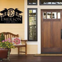 personalized raven monogram address sign house number plaque custom metal sign 1