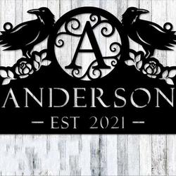 personalized raven monogram address sign house number plaque custom metal sign 2