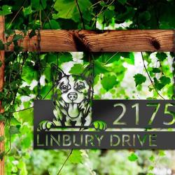 personalized red heeler australian cattle dog cute puppy address sign house number plaque custom metal sign 1