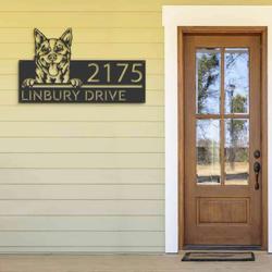 personalized red heeler australian cattle dog cute puppy address sign house number plaque custom metal sign 2