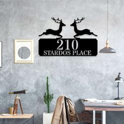 personalized reindeer christmas address sign house number plaque custom metal sign 1