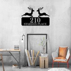 personalized reindeer christmas address sign house number plaque custom metal sign 2