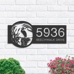personalized river scene stork v1 address sign house number plaque custom metal sign 0
