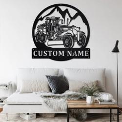 personalized road grader truck metal name sign home decor gift for truck drivers 1