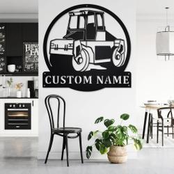 personalized road roller truck metal name sign home decor gift for truck drivers 1