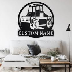 personalized road roller truck metal name sign home decor gift for truck drivers 2