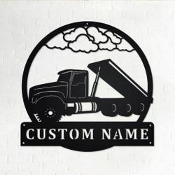 personalized roll off truck metal name sign home decor gift for truck drivers 1