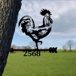 personalized rooster chicken address sign house number plaque custom metal sign 1