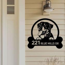 personalized rottweiler address sign house number plaque custom metal sign 1