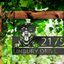 personalized rottweiler dog cute puppy address sign house number plaque custom metal sign 1
