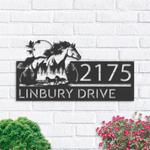personalized running horse mountain forest scene address sign house number plaque custom metal sign 0