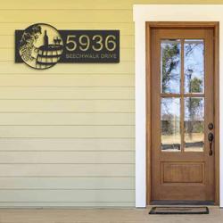 personalized rusted wine barrel glasses grapes address sign house number plaque custom metal sign 1