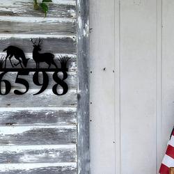 personalized rustic deer crossing sign metal address plaque wilderness sign metal house numbers housewarming gift 2