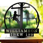 personalized rustic electrical lineman wall art ibew local custom metal sign 0