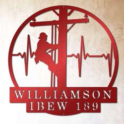 personalized rustic electrical lineman wall art ibew local custom metal sign 2