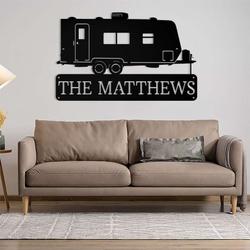 personalized rv trailer monogram campsite decor custom metal sign 1