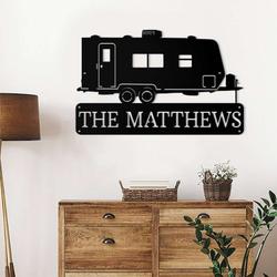 personalized rv trailer monogram campsite decor custom metal sign 2