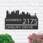 personalized sacramento city skyline metal address sign house number plaque realtor closing gift custom metal sign 0