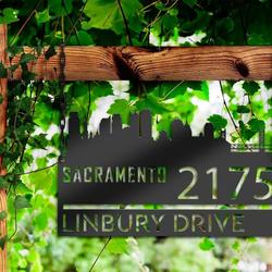 personalized sacramento city skyline metal address sign house number plaque realtor closing gift custom metal sign 2