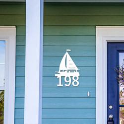 personalized sailboat address sign house number plaque custom metal sign 1