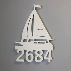 personalized sailboat address sign house number plaque custom metal sign 2
