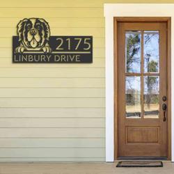 personalized saint bernard dog cute puppy address sign house number plaque custom metal sign 1