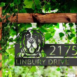 personalized saint bernard dog cute puppy address sign house number plaque custom metal sign 3