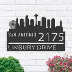 personalized san antonio city skyline metal address sign house number plaque realtor closing gift custom metal sign 0
