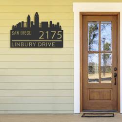 personalized san diego city skyline metal address sign house number plaque realtor closing gift custom metal sign 1