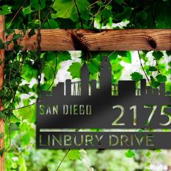 personalized san diego city skyline metal address sign house number plaque realtor closing gift custom metal sign 2