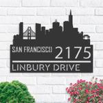 personalized san francisco city skyline metal address sign house number plaque realtor closing gift custom metal sign 0
