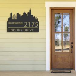 personalized san francisco city skyline metal address sign house number plaque realtor closing gift custom metal sign 1