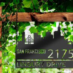 personalized san francisco city skyline metal address sign house number plaque realtor closing gift custom metal sign 2