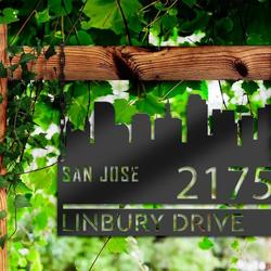 personalized san jose city skyline metal address sign house number plaque realtor closing gift custom metal sign 2