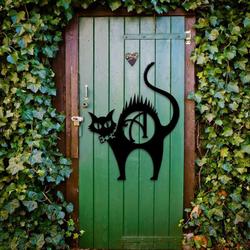 personalized scaredy black cat metal sign monogram signs halloween decoration for home 1