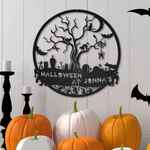 personalized scary cemetery metal sign black cat signs halloween decoration for home 0