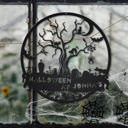 personalized scary cemetery metal sign black cat signs halloween decoration for home 1